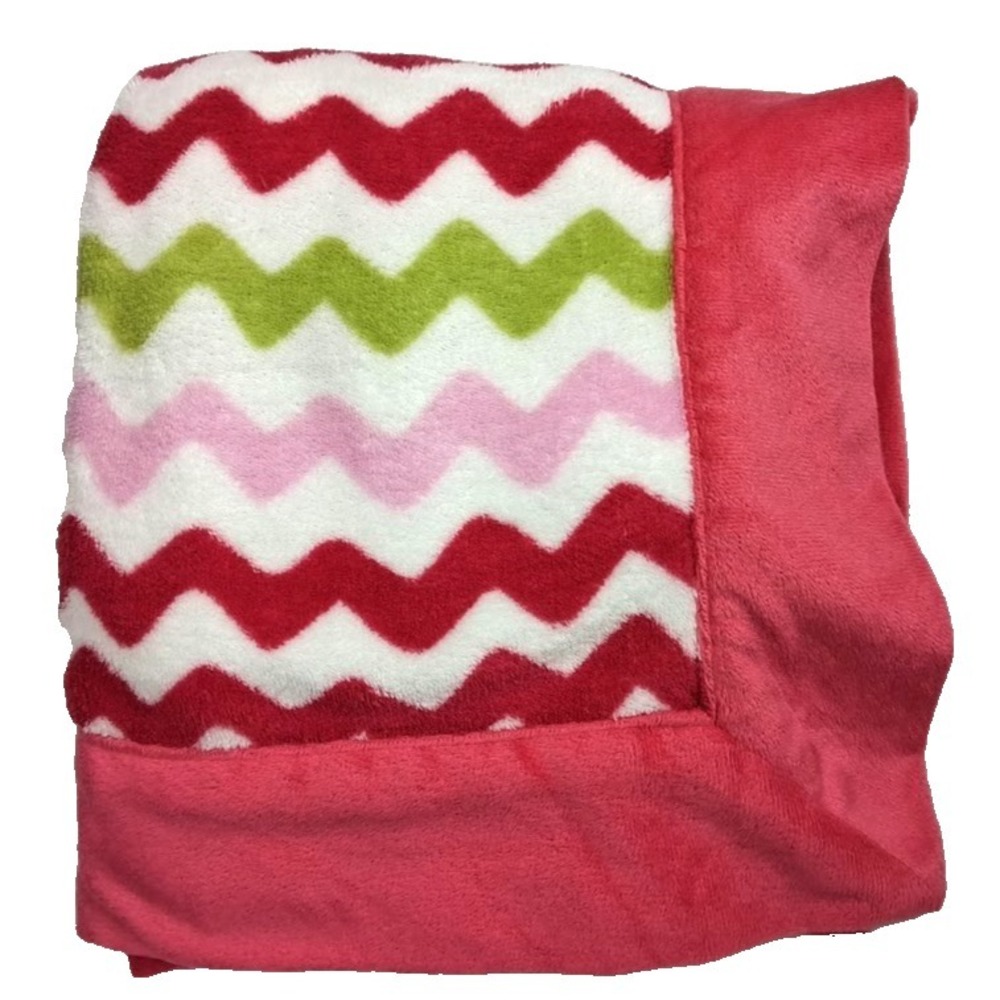 Pink Red Green White Chevron Baby Blanket Zig Zag Unbranded‎ Soft Lovey 30x40